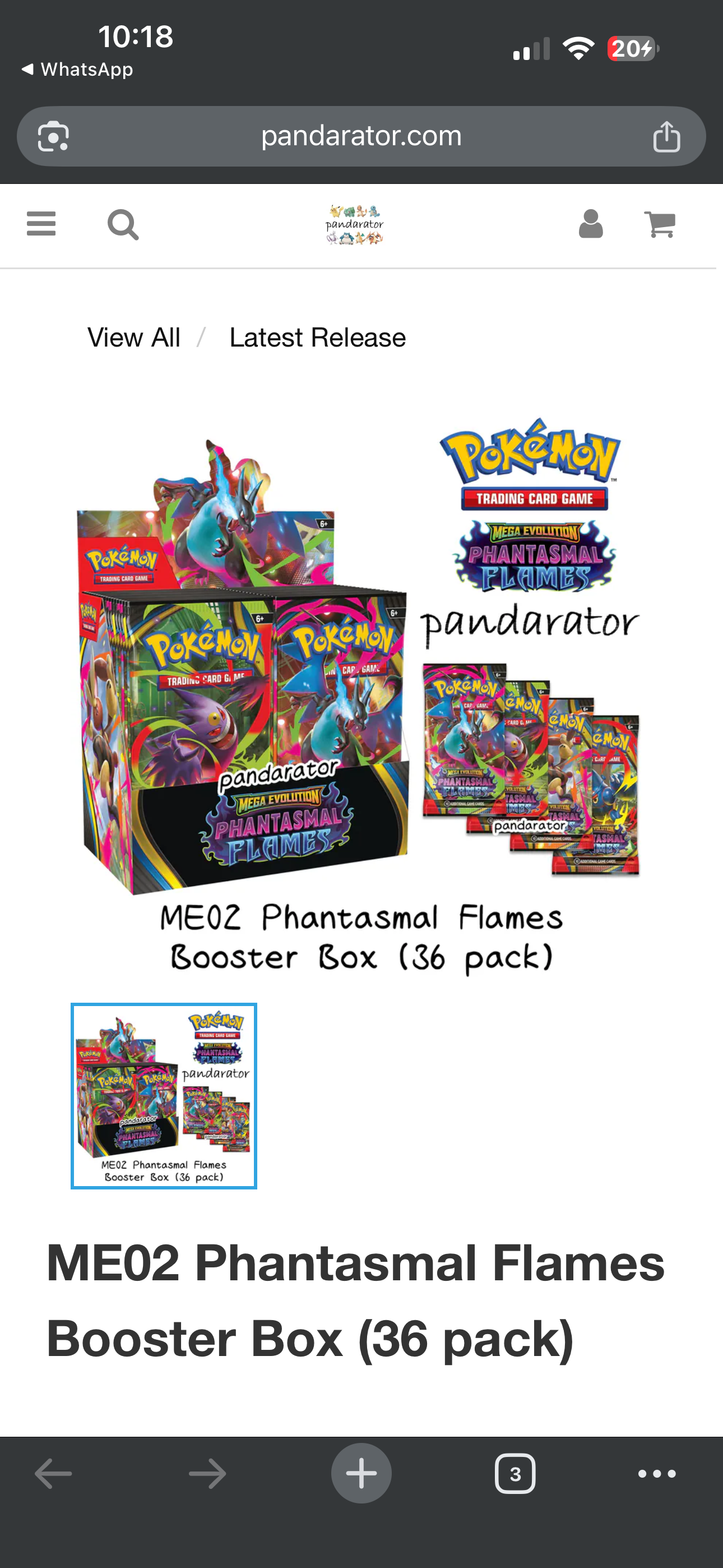 ME02 Phantasmal Flames Booster Box (36 pack)
